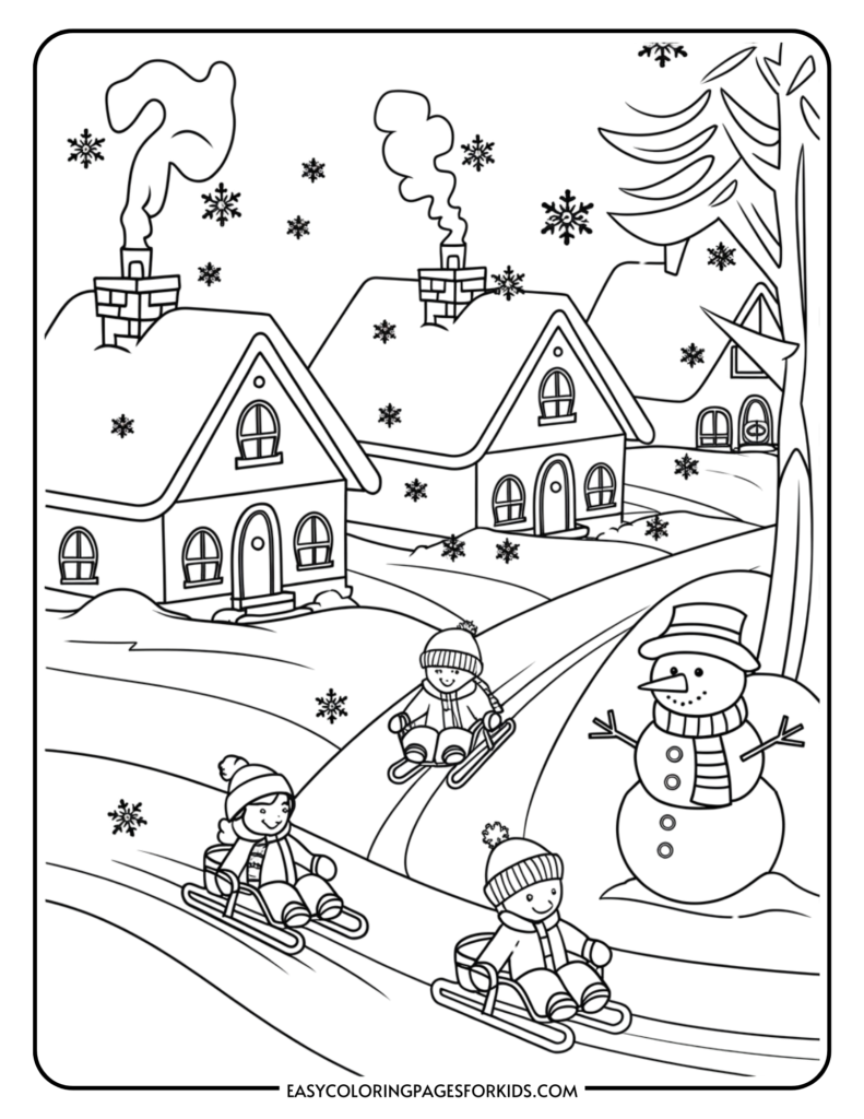 winter wonderland coloring pages (9 free printable pages) - easy